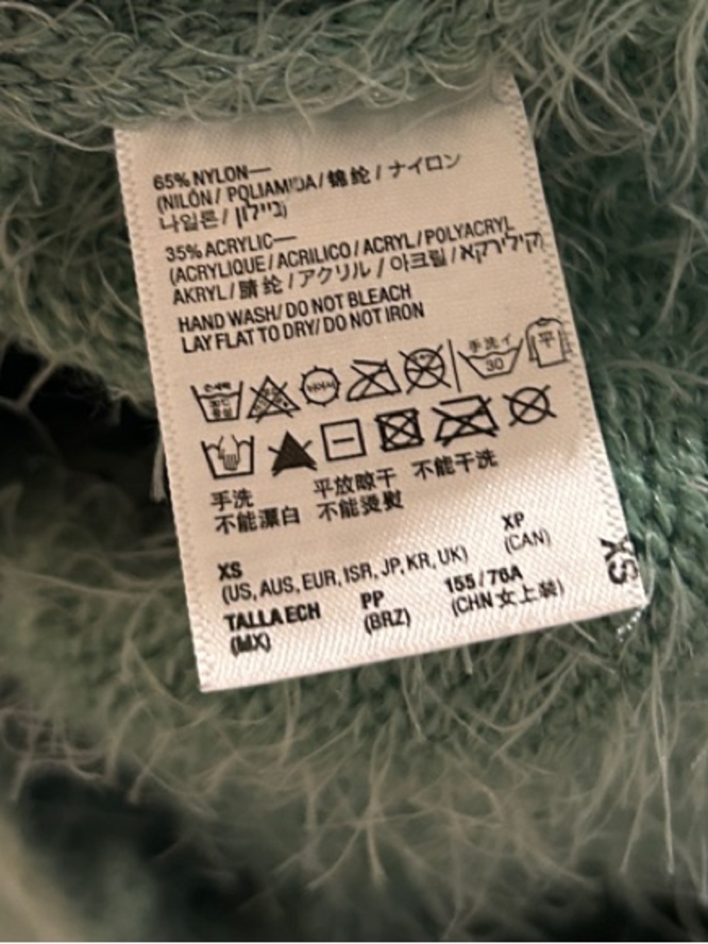 American Apparel Cali Sun & Fun Fuzzy Cropped Sweater in Seafoam Size XS - Picture 3 of 5